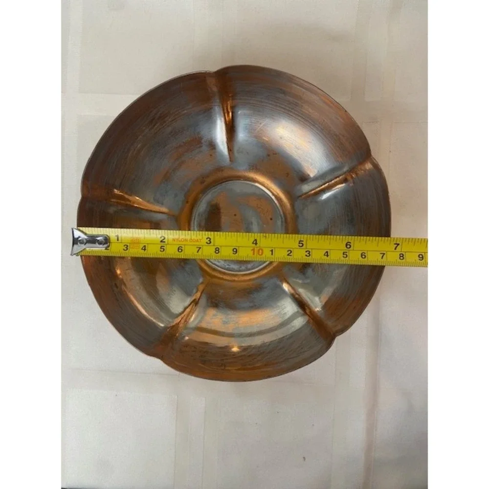 Vintage Manzoni Boston Hand Wrought Copper Scalloped Bowl 855 Patinated 6.75 in